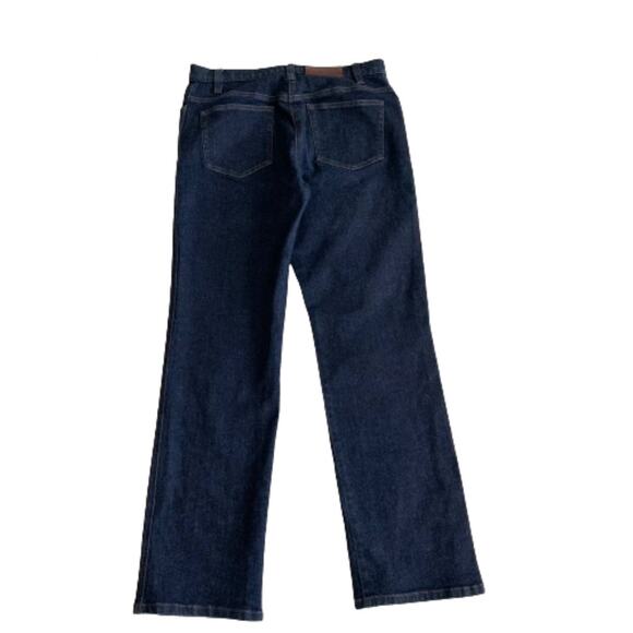 Ann Taylor Stretch Dark Wash Low Rise Straight Wide Leg Denim Jeans Size 8R - Picture 11 of 12